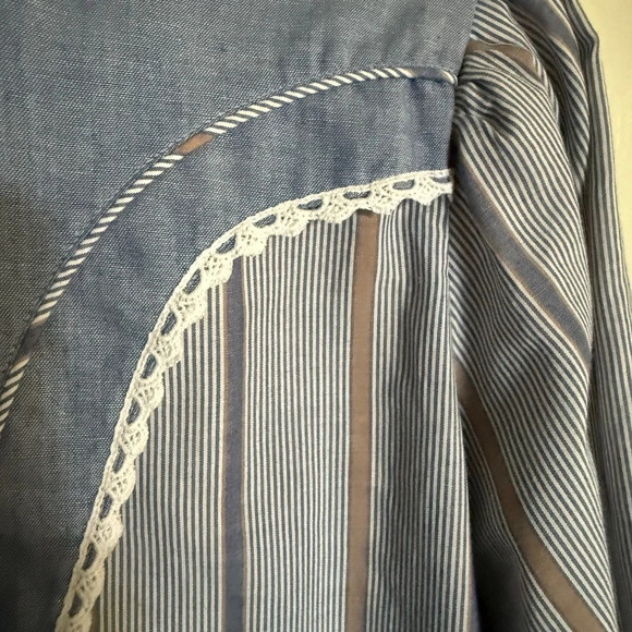Vintage Kenny Rogers Western Denim Stripe Long Sleeve Shirt Size 13/14 Cowgirl - Picture 3 of 10